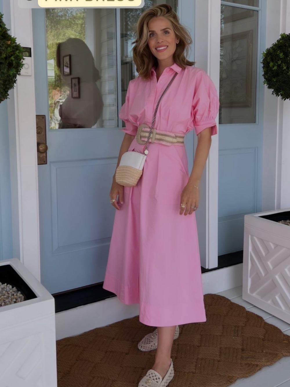 Pink Rebecca vallance Midi belted  Dress aso Julia Berolzheimer gal meets glam